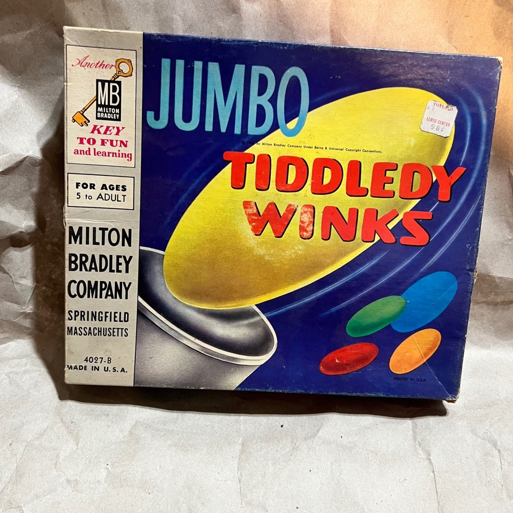 Milton Bradley Jumbo Tiddledy Winks 1963 Vintage Game 4027-B Blue Box
